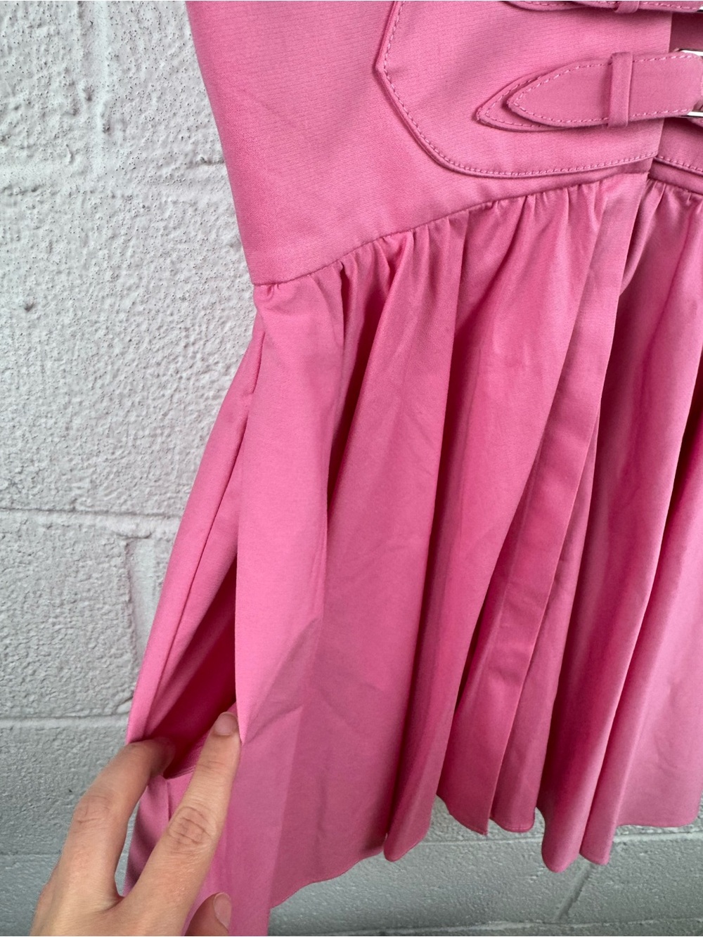 ALEXIS Bree Gathered Poplin Belted Mini Dress Pink XS - Picture 8 of 10